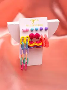 Yellow Chimes Multicoloured Contemporary Studs Earrings