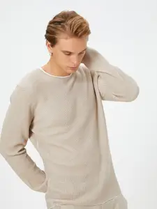 Koton Round Neck Long Sleeve Acrylic & Cotton Pullover Sweater