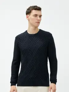 Koton Self Design Cable Knit Ribbed Pullover