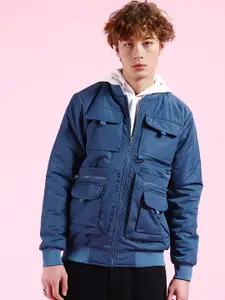 The Indian Garage Co Men Solid Regular Fit Varsity Bomber Jacket