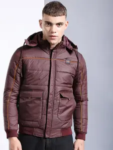 The Indian Garage Co Men Regular Fit Puffer Jacket with Detachable Hood