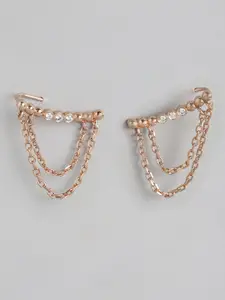 Carlton London Rose-Gold Plated CZ Drop Earrings