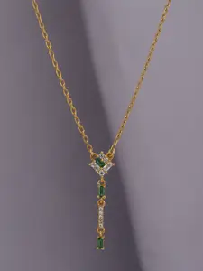 Carlton London Brass Gold-Plated CZ-Studded Necklace