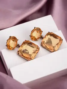 Yellow Chimes Maroon Contemporary Hoop Earrings