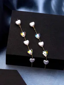 Yellow Chimes White Contemporary Hoop Earrings