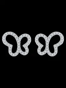 Yellow Chimes Silver-Toned Contemporary Studs Earrings