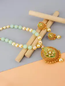 Yellow Chimes Artificial Stones & Beads Studded Traditional Necklace Set