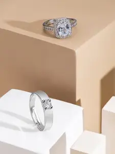 Yellow Chimes Set Of 2 Crystal Studded Adjustable Couple Rings