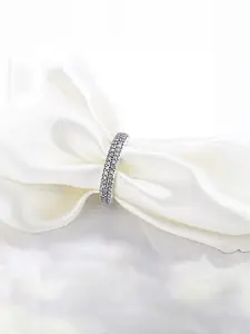 Yellow Chimes Silver-Plated Crystal-Studded Finger Ring