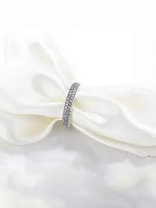 Yellow Chimes Silver Plated Crystal Studded Finger Ring