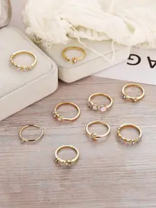 Yellow Chimes Set of 9 Crystal Studded Ring