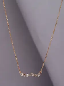 Carlton London Brass 18KT Rose Gold-Plated CZ Studded Necklace