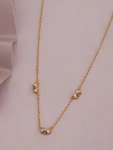 Carlton London Brass Gold-Plated CZ Studded Necklace