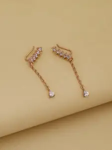Carlton London Rose Gold-Plated CZ Contemporary Drop Earrings