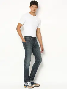 Pepe Jeans Men Blue Slim Fit Low Distress Heavy Fade Stretchable Jeans