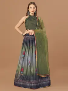 Amrutam Fab Printed Semi-Stitched Lehenga & Unstitched Blouse With Dupatta