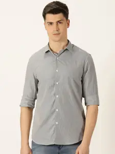 encore by INVICTUS Men Black Classic Slim Fit Opaque Casual Shirt