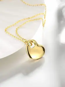 Yellow Chimes Gold-Plated Heart Charm Pendant With Chain