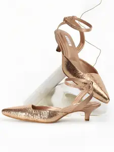 ELLE Rose Gold Work Kitten Pumps with Tassels