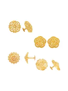 Vighnaharta Gold-Toned Floral Studs Earrings