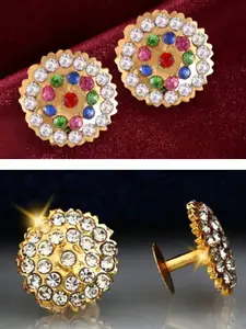 Vighnaharta Gold-Toned Floral Studs Earrings