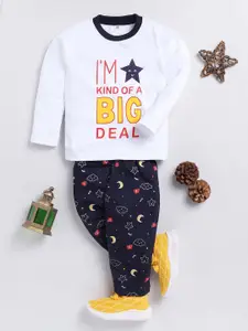 carrydreams Girls Typography Printed T-shirt with Trousers