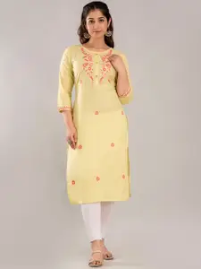CKM Floral Embroidered Straight Kurta
