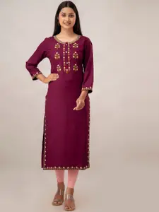 CKM Floral Embroidered Straight Kurta