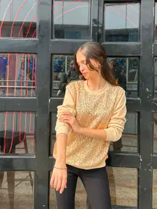 Noh.Voh - SASSAFRAS Kids Girls Embellished Sequined Fleece Overiszed Sweatshirt