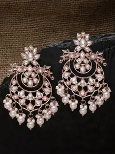 KARATCART Rose Gold Plated Contemporary Chandbalis