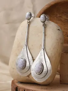 XPNSV Silver-Plated Vintage Tribal Drum Contemporary Drop Earrings