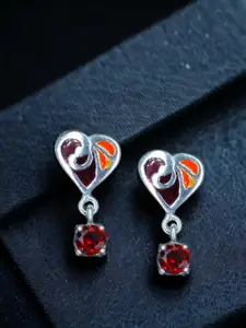 Taraash Heart Shaped 925 Sterling Silver Drop Earrings