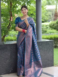 ALMAARI FASHION Floral Woven Design Zari Pure Silk Kanjeevaram Saree