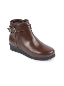 FAUSTO Women Buckle Detail Mid-Top Regular Boots