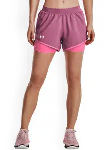 UNDER ARMOUR Women Fly By 2.0 2N1 Brand Logo Printed Slim-Fit Sports Shorts