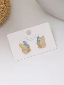 VAGHBHATT Gold-Plated Stone-Studded Butterfly Earrings