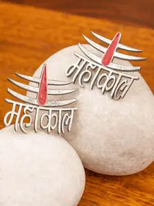 Crunchy Fashion Silver-Plated Mahakal Shiva Contemporary Studs Earrings