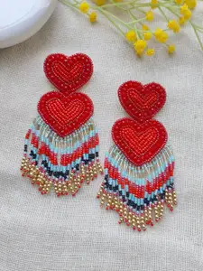 Crunchy Fashion Beaded Heart Drop Earrings