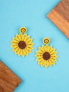 Crunchy Fashion Beaded Sunflower Drop Earrings