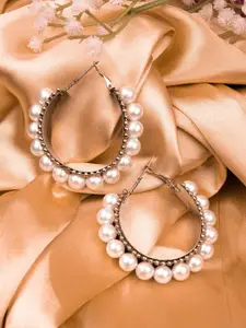 Crunchy Fashion Silver-Plated Circular Hoop Earrings