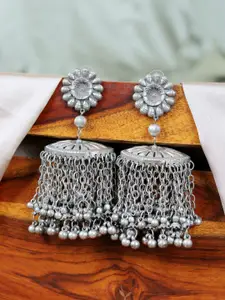 Crunchy Fashion Silver-Plated Contemporary Jhumkas