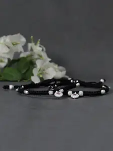 BeAbhika Set Of 2 Stone-Studded Anklets