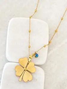 KRYSTALZ Four Leaf Clover Gold Plated Pendant With Chain