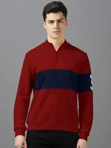Urbano Fashion Colourblocked Cotton Round Neck Sweatshirt
