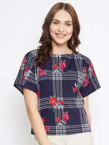 Uptownie Lite Blue Checked Extended Sleeves Top