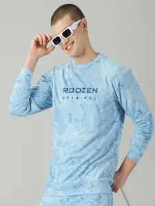 Rodzen Typography Printed Long Sleeve Fleece Pullover Sweatshirt