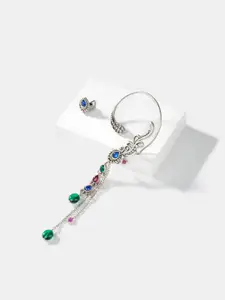 SHAYA Sterling Silver Contemporary Oxidised Ear Cuff Earrings