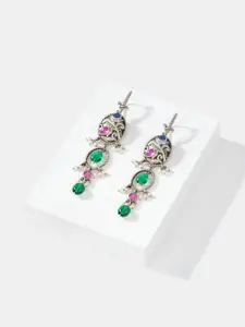 SHAYA Sterling Silver Contemporary Oxidised Drop Earrings