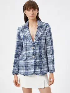 Koton Checked Notched Lapel Long Sleeves Single-Breasted Blazer
