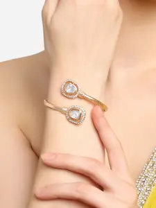 Zaveri Pearls Women Gold-Plated Stone-Studded Kada Bracelet